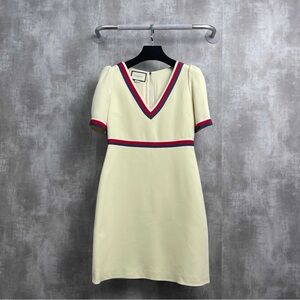 Gucci Ivory Mini Dress with Red and Navy Details